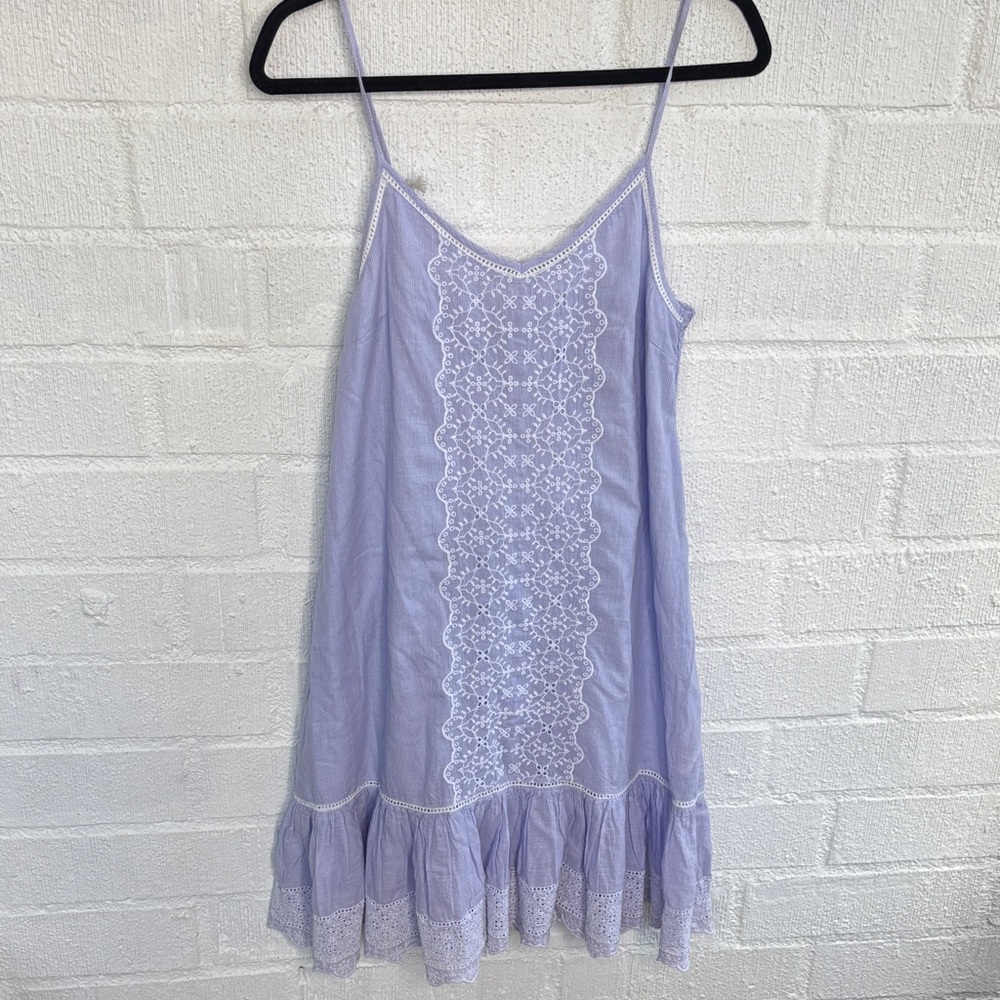 Joie Embroidered Lace Trim Cotton Adjustable Straps Stretch Dress Sz S